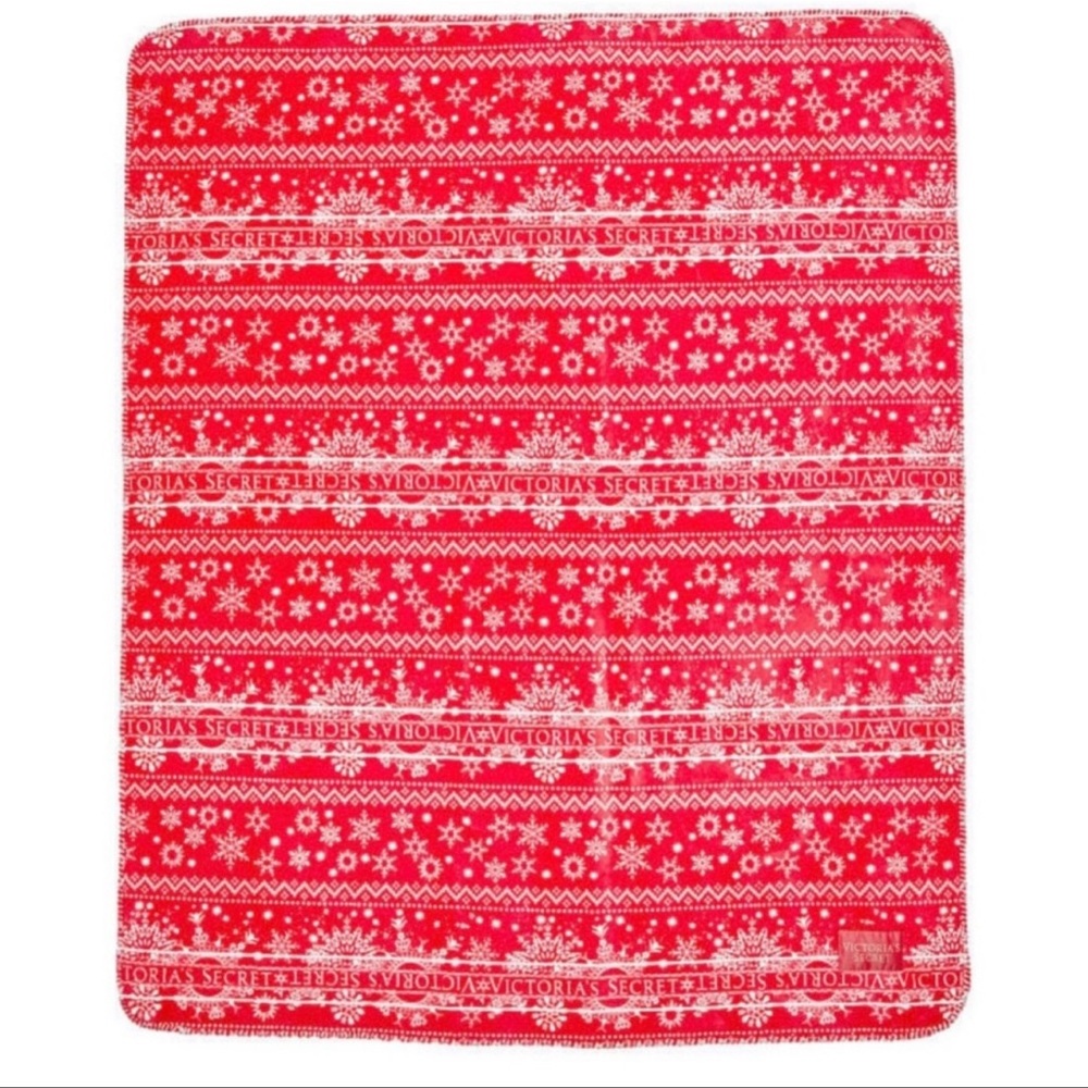 Victoria Secret red fair isle snowflake blanket New